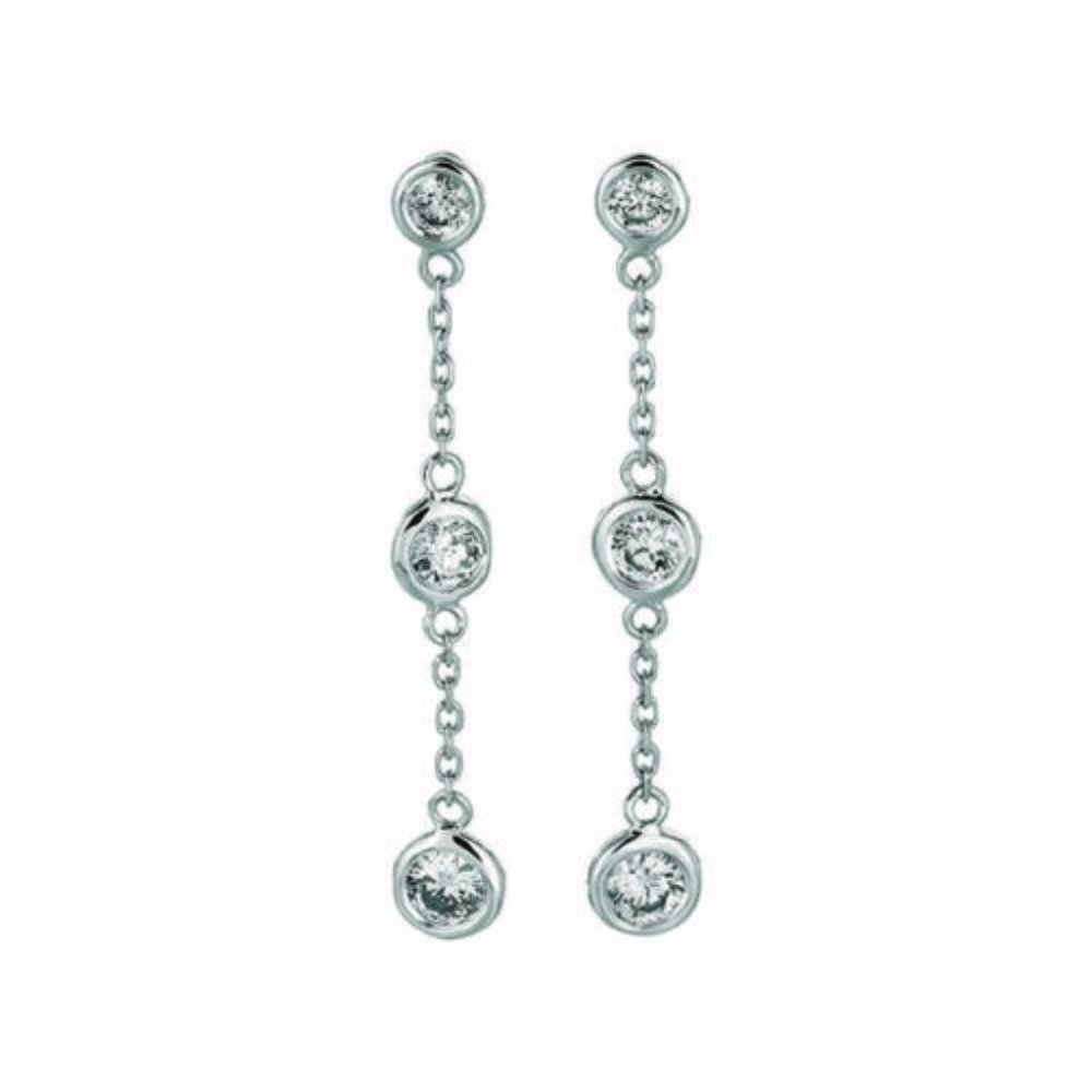 0.50 Ct Natural Diamond Bezel Drop Earrings G SI 1